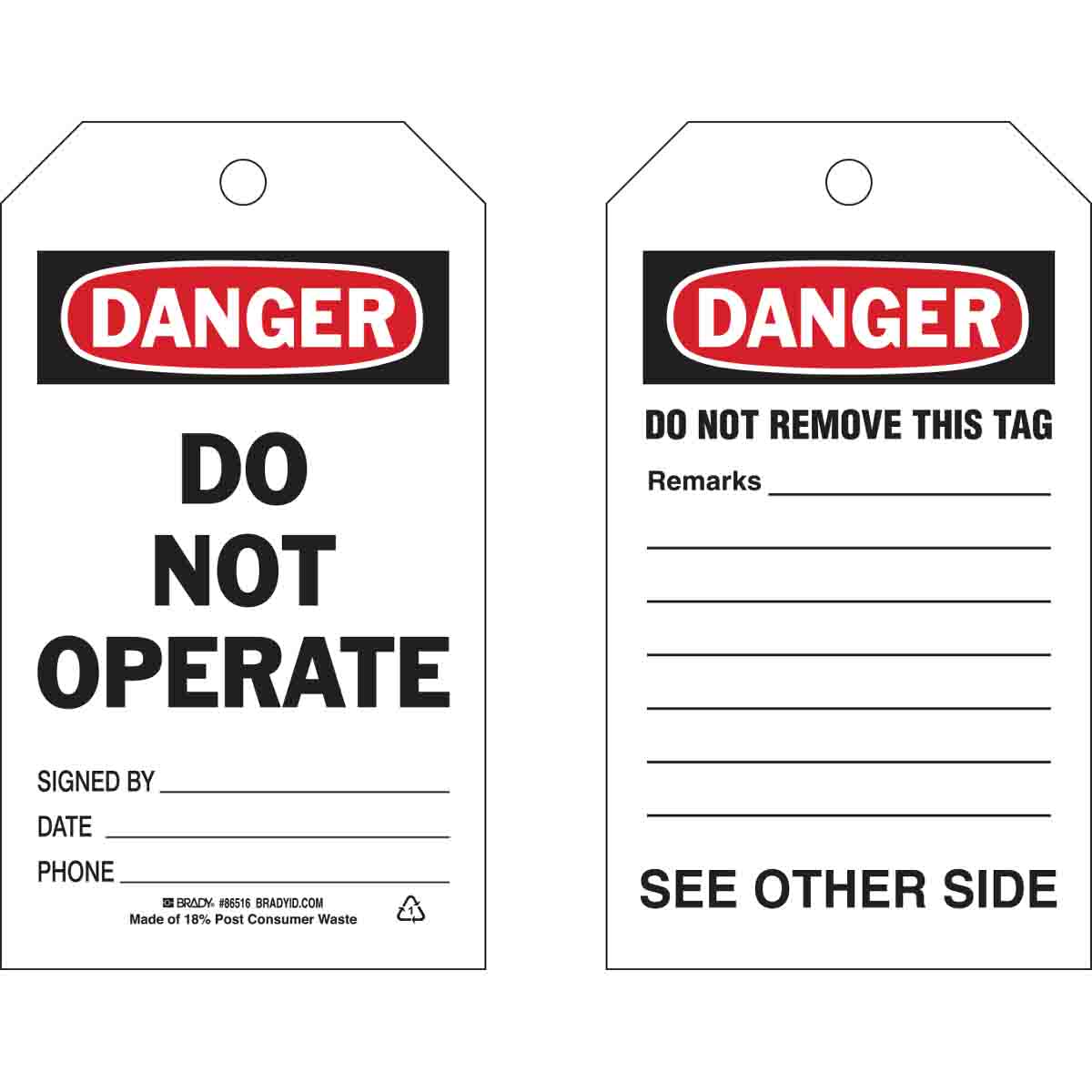 86516 TAG B851 7X4 BK/RD/WH 2SIDE 1-FLAP 10/PK