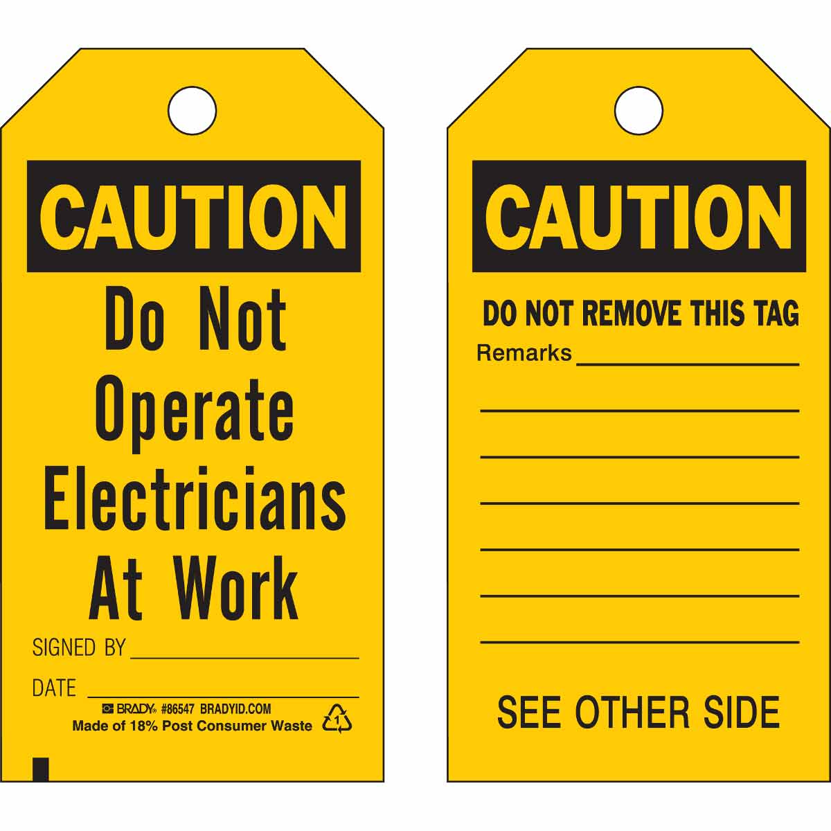 86547 TAG B851 5.75X3 BK/YL 2SIDE REV C 10/PK