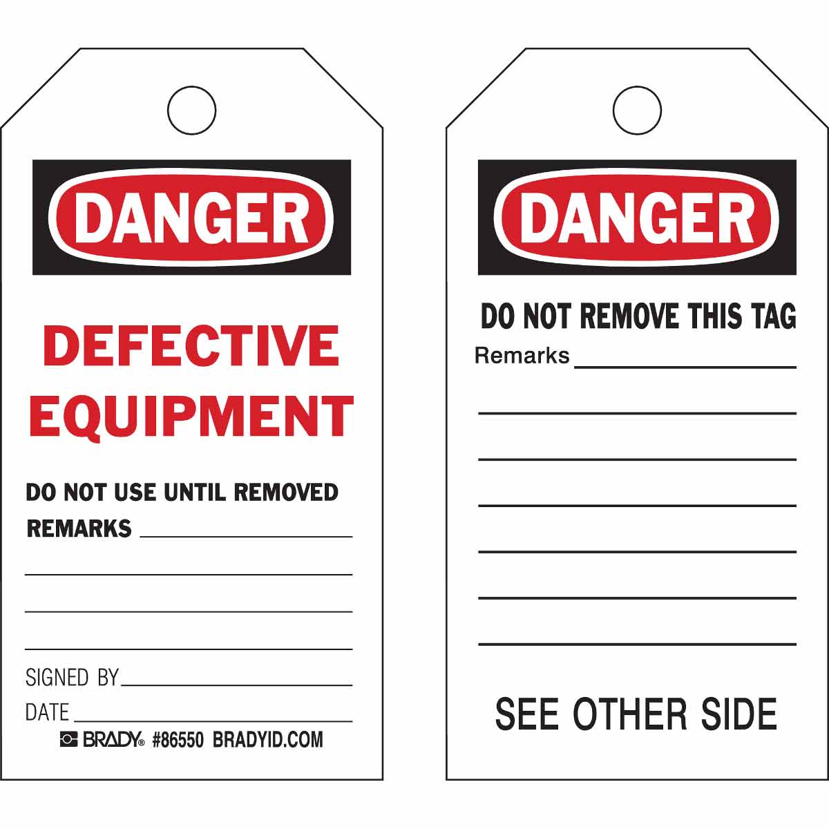 86492 TAG B837 7"HX4"W BLK/RED/WHT 2SIDE 10/PK