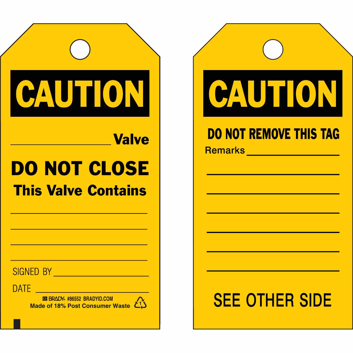 86552 TAG B851 5.75X3 BK/YL 2SIDE REV C 10/PK