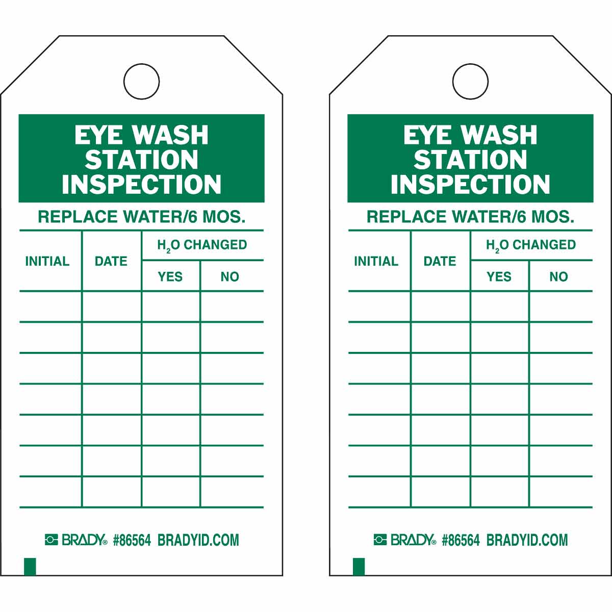 Brady Part: 86564 | Eye Wash Inspection Tags | BradyID.com