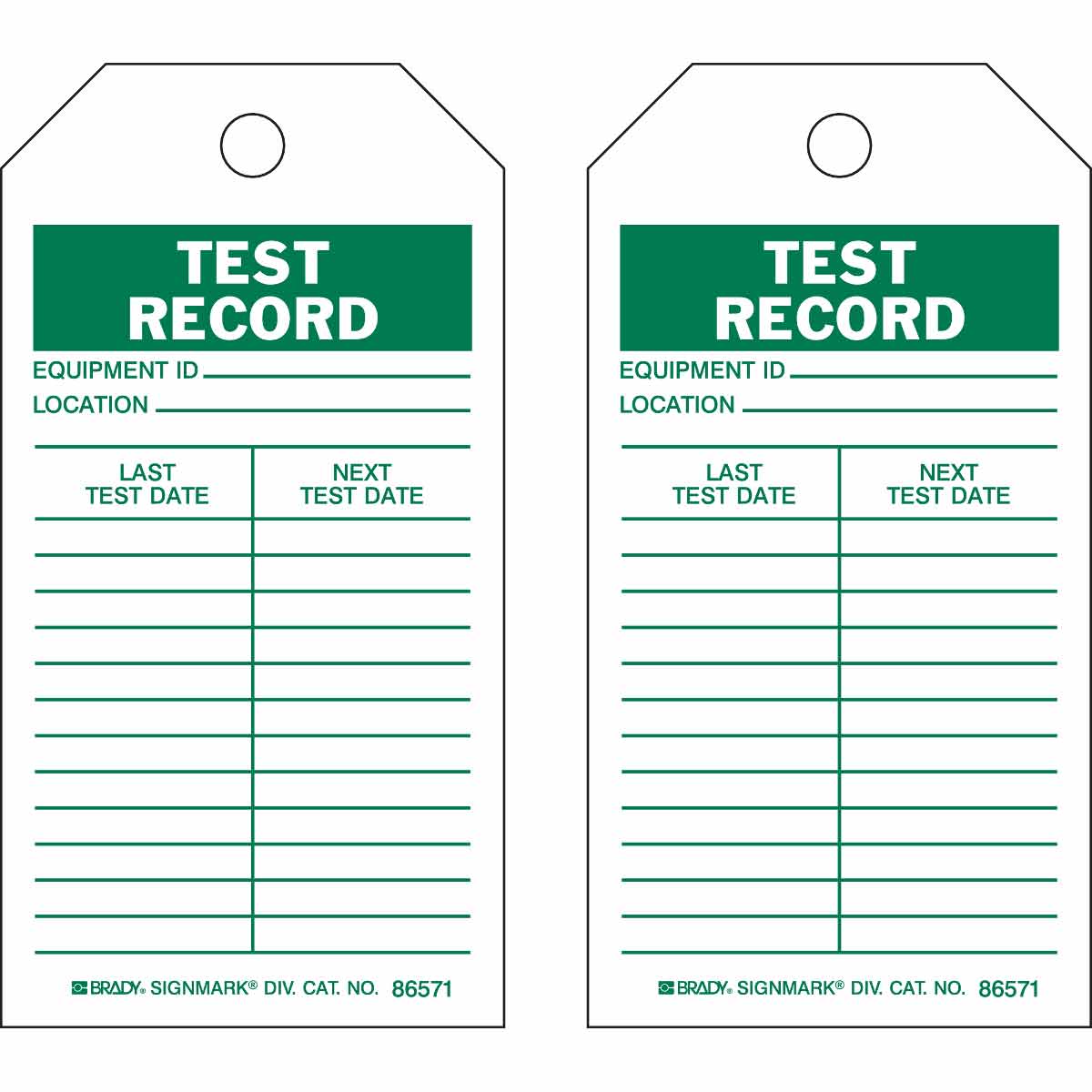 86571 TAG B851 5.75X3 GRN/WHT 2-SIDE 10/PK