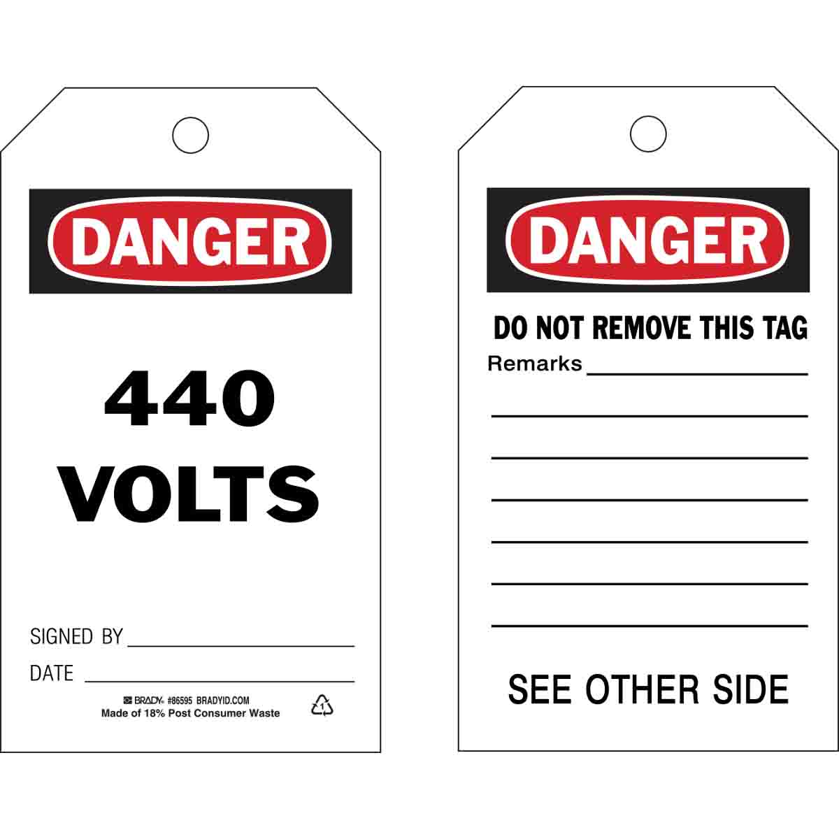 86595 TAG B851 BLK/RED/WHT 7X4 2-SIDES 10/PK