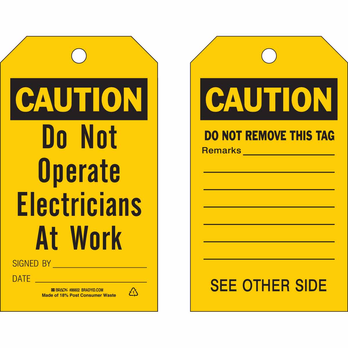 86602 TAG B851 BLK/YEL 7X4 2-SIDES 10/PK