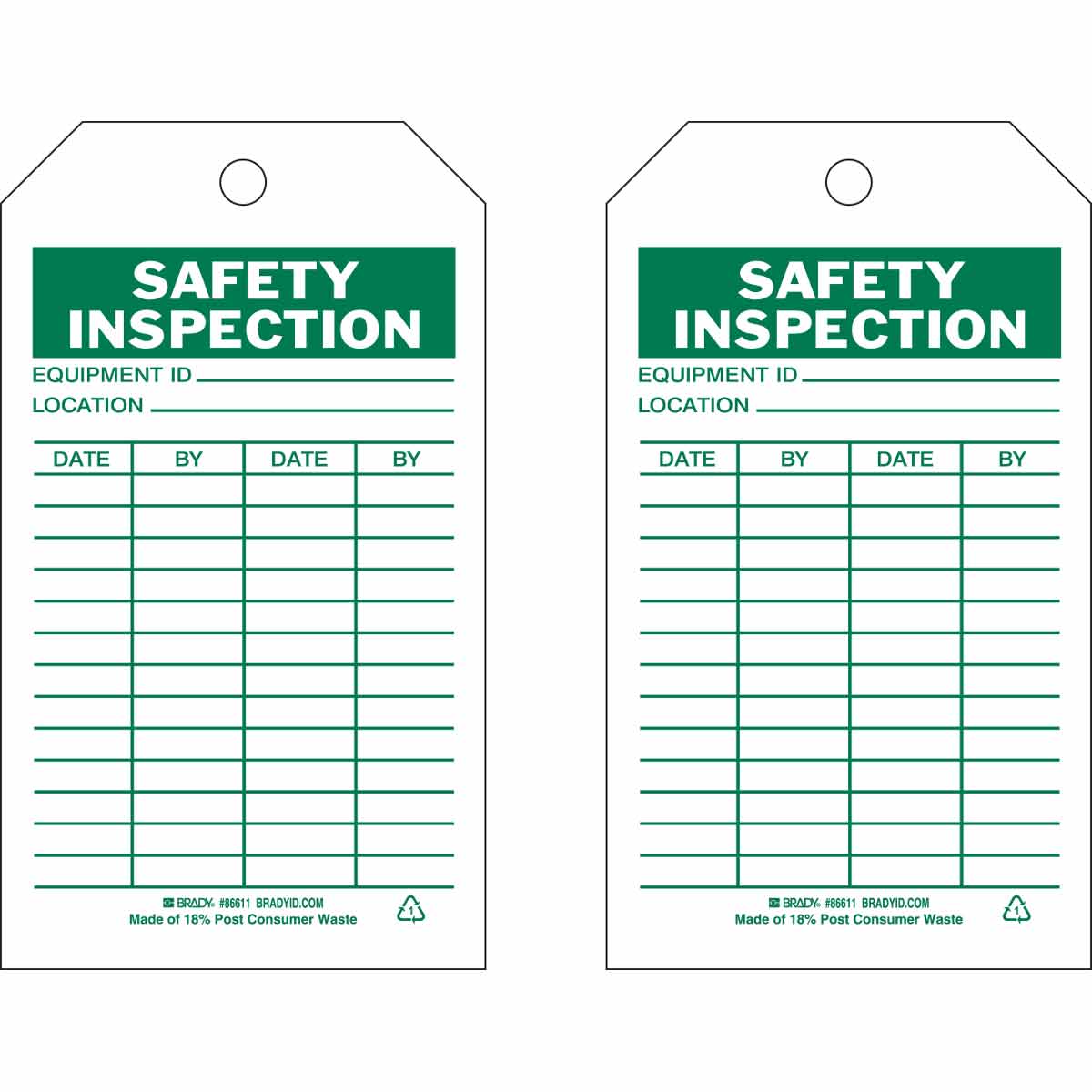 86611 TAG B851 GRN/WHT 7X4 2-SIDES 10/PK