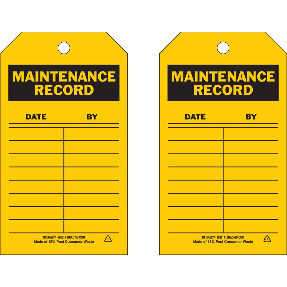 86724 TAG B853 7X4 BLK/YEL 2-SIDED 100/PKG