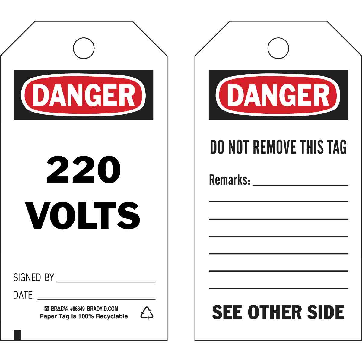 86649 TAG B853 5.75X3 BK/RD/WH 2SID REVA 100PK