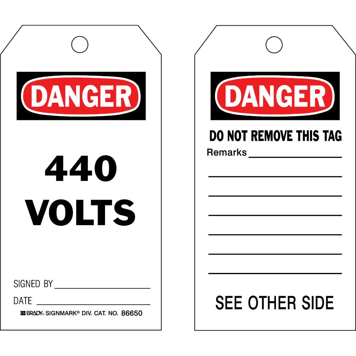 86650 TAG B853 5.75X3 BK/RD/WH 2SID REVA 100PK