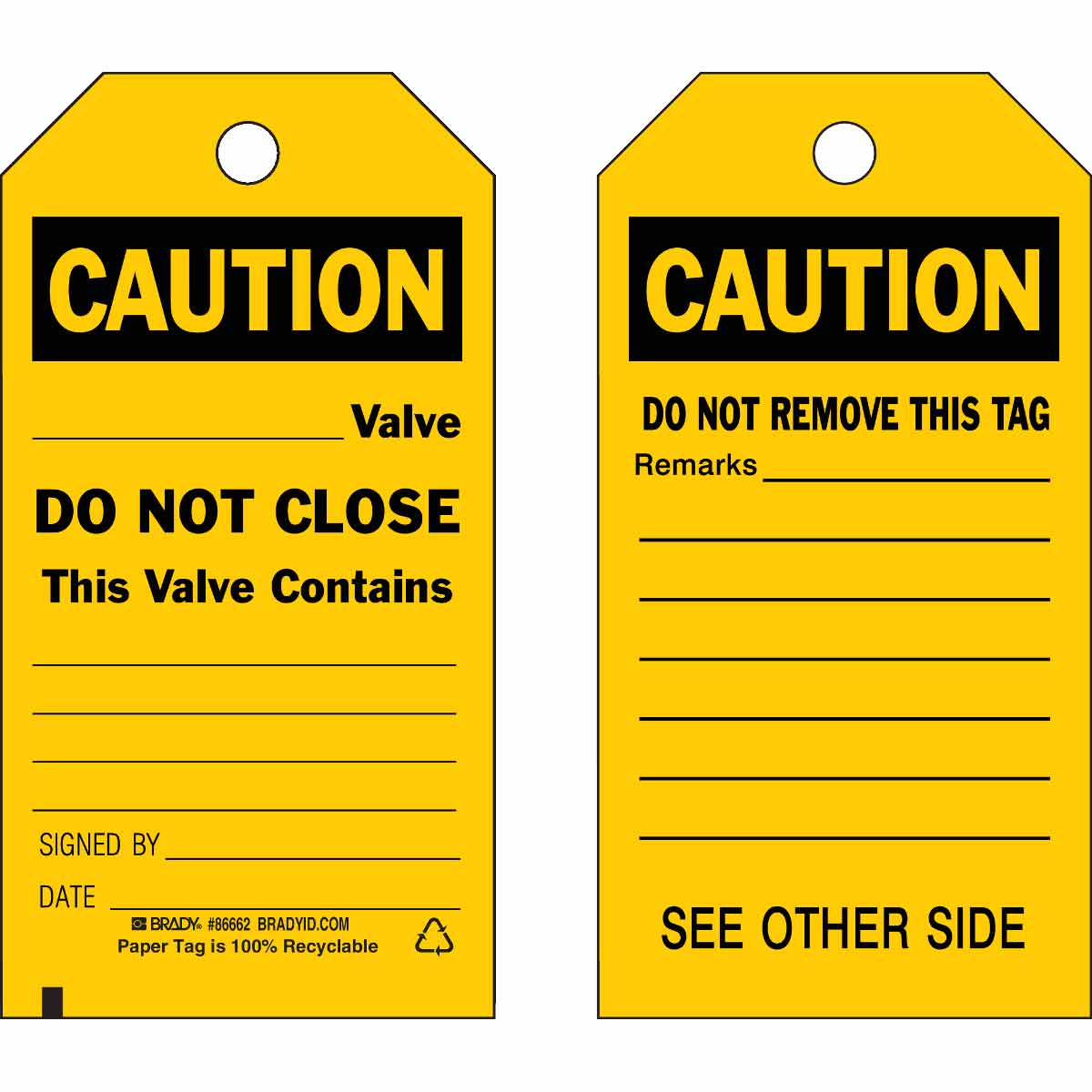 86662 TAG B853 5.75X3 BK/YL 2SIDE REV C 100/PK