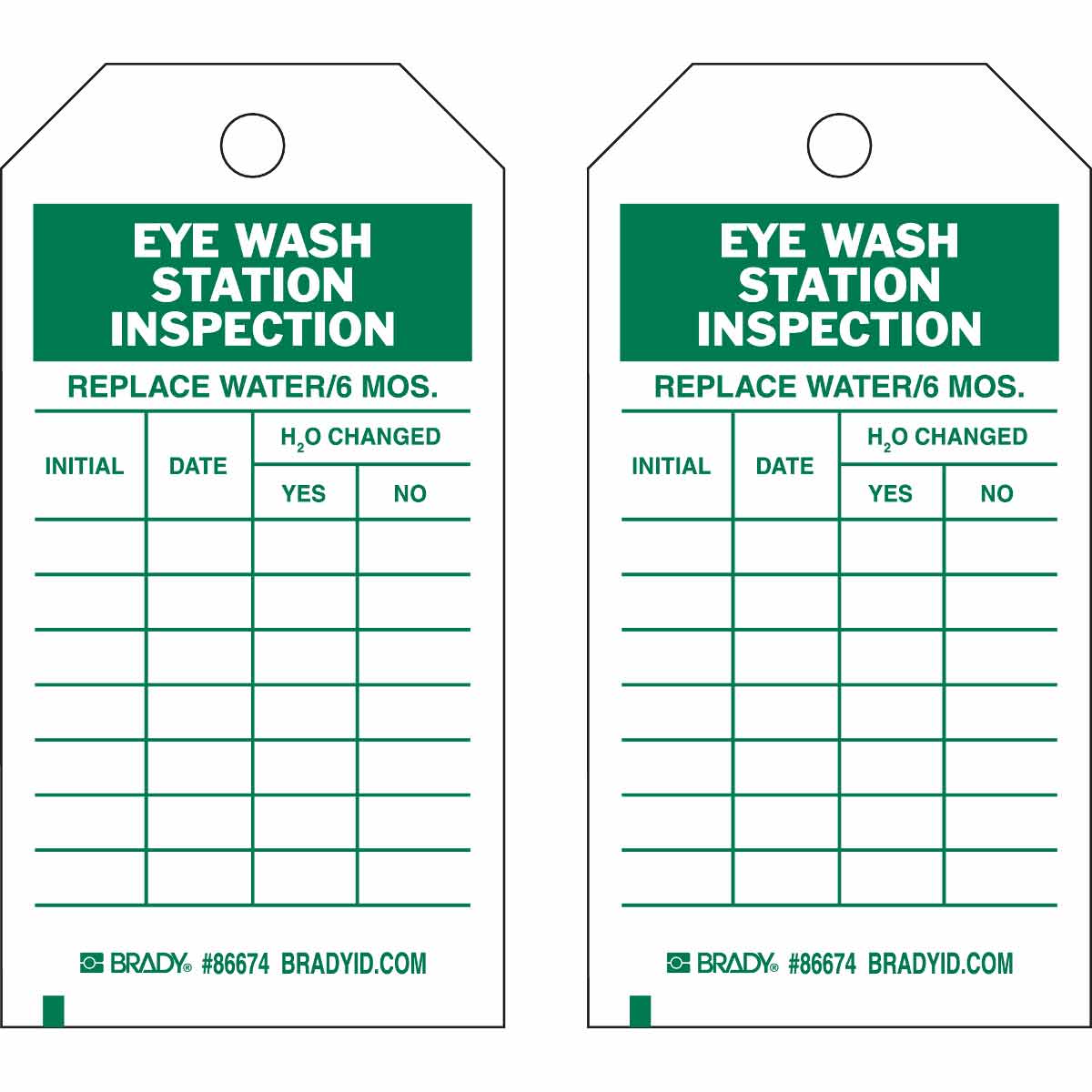 Brady Part: 86674 | Eye Wash Inspection Tags | BradyID.com