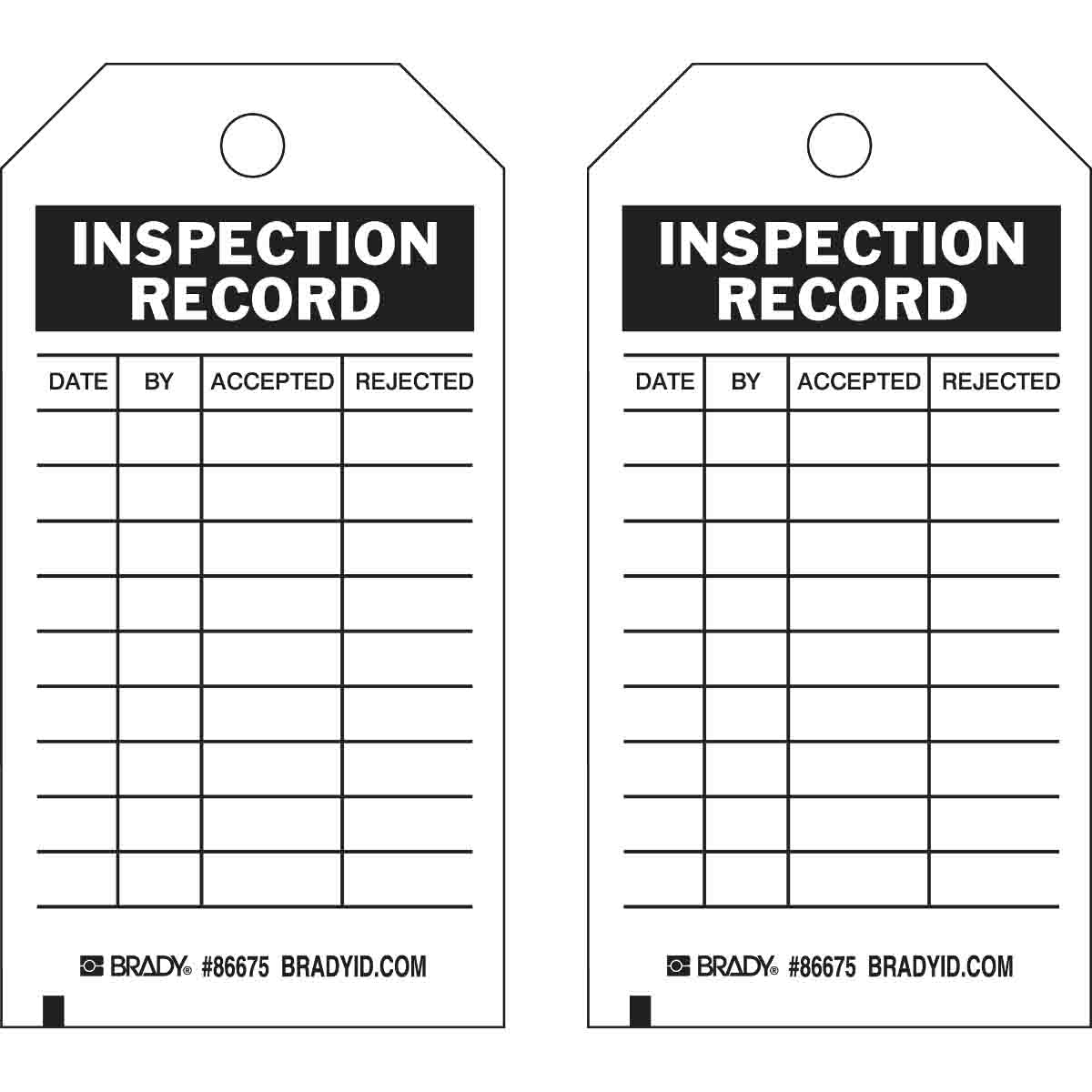86675 TAG B853 5.75X3 2SD 100PK INSPECT RECORD