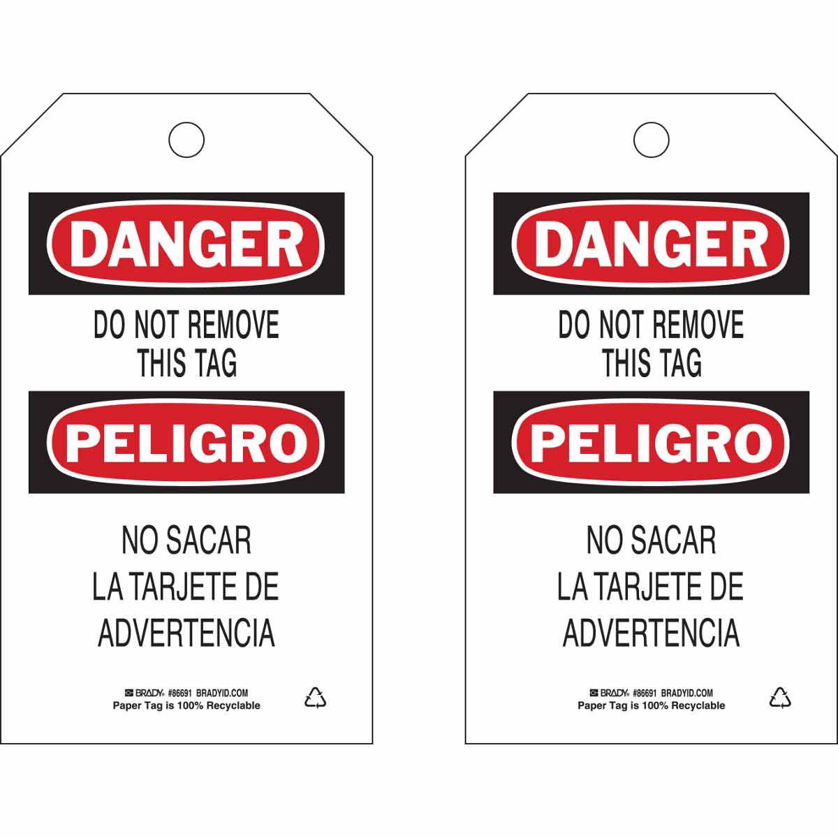 86691 TAG B853 7X4 RED/BLK/WHT 2-SIDED 100/PKG