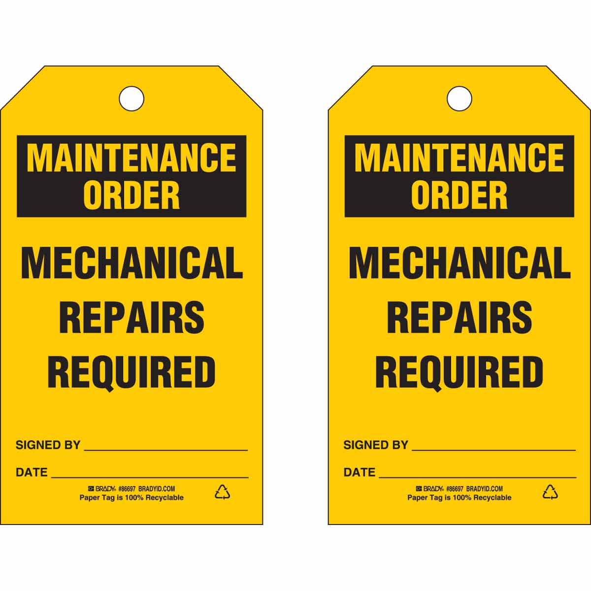 86697 TAG B853 7X4 BLK/YEL 2-SIDED 100/PKG