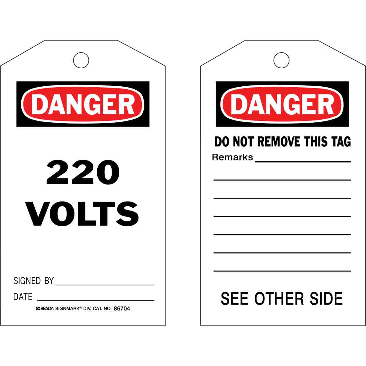 86704 TAG B853 7X4 RED/BLK/WHT 2-SIDED 100/PKG
