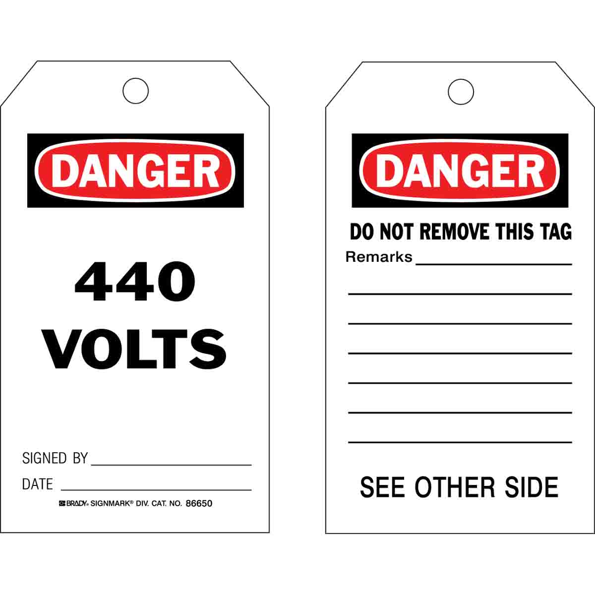 86705 TAG B853 7X4 RED/BLK/WHT 2-SIDED 100/PKG