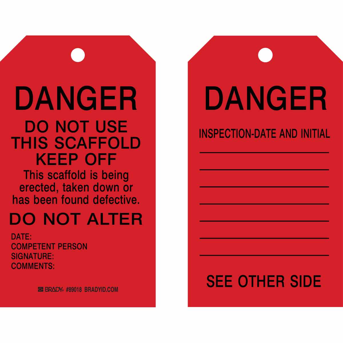 86738 TAG B853 7X4 BLK/RED 2-SIDED 100/PKG