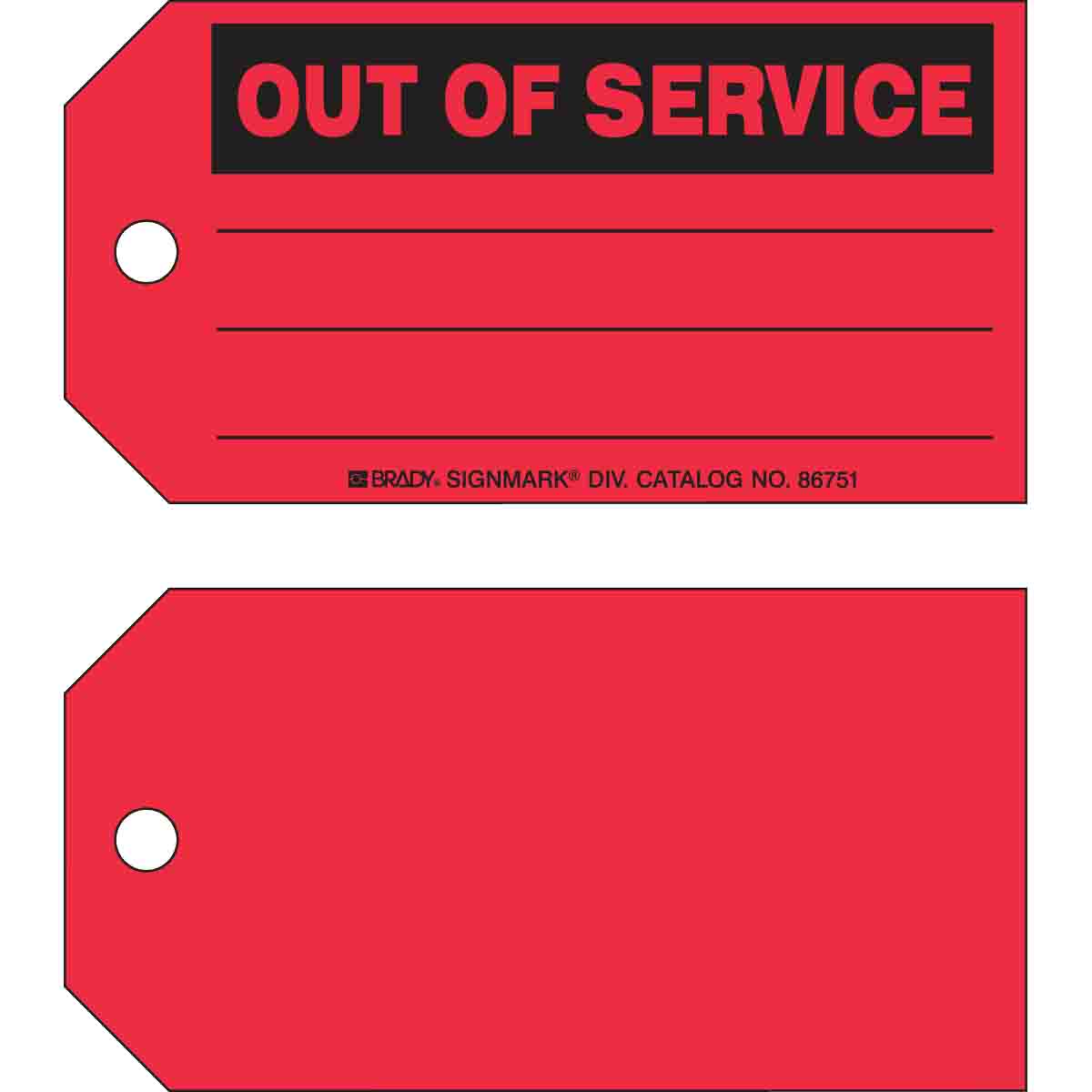 86751 TAG B853 3x5.75 BLK/RED 1-SIDE 100/PK