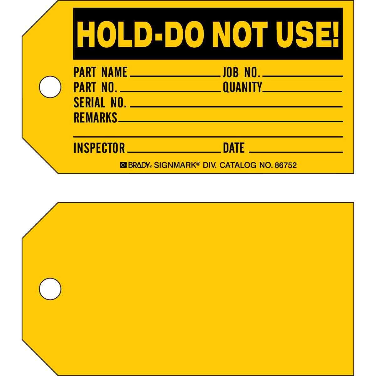 86752 TAG B853 3x5.75 BLK/YEL 1-SIDE 100/PK