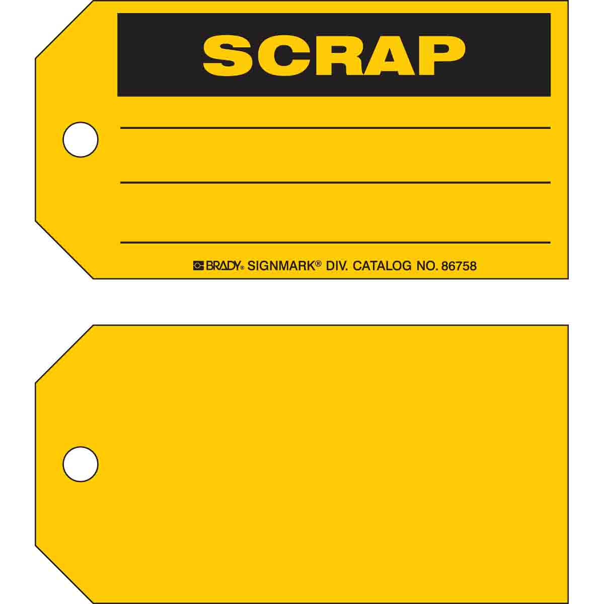 86758 TAG B853 3x5.75 BLK/YEL 1-SIDE 100/PK