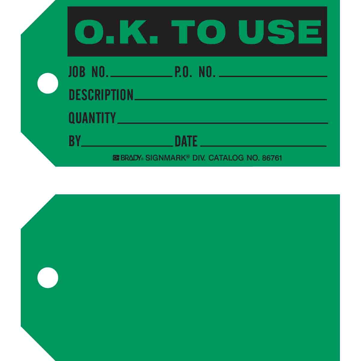 86761 TAG B853 3x5.75 BLK/GREEN 1-SIDE 100/PK