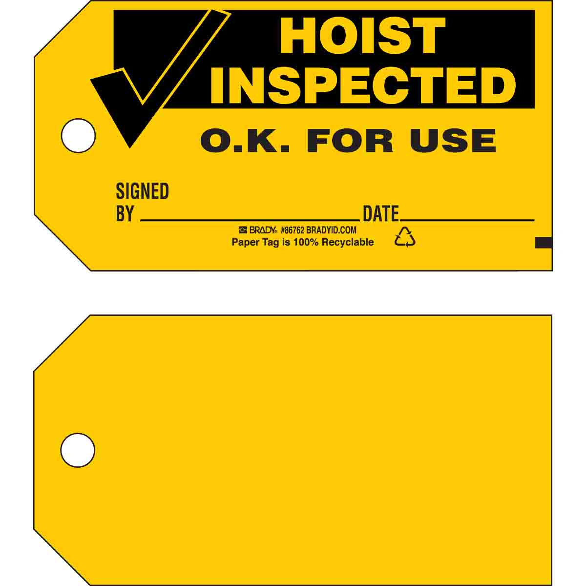 86762 TAG B853 3x5.75 BLK/YEL 1-SIDE 100/PK