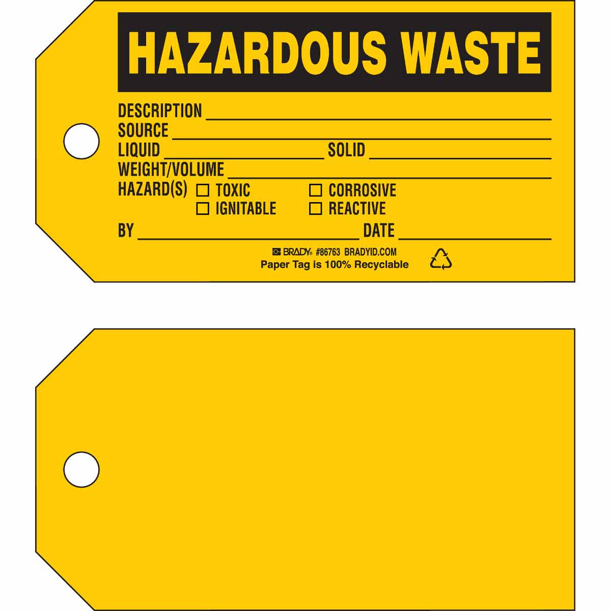 86763 TAG B853 3x5.75 HAZ WAST 1SIDE 100/PK