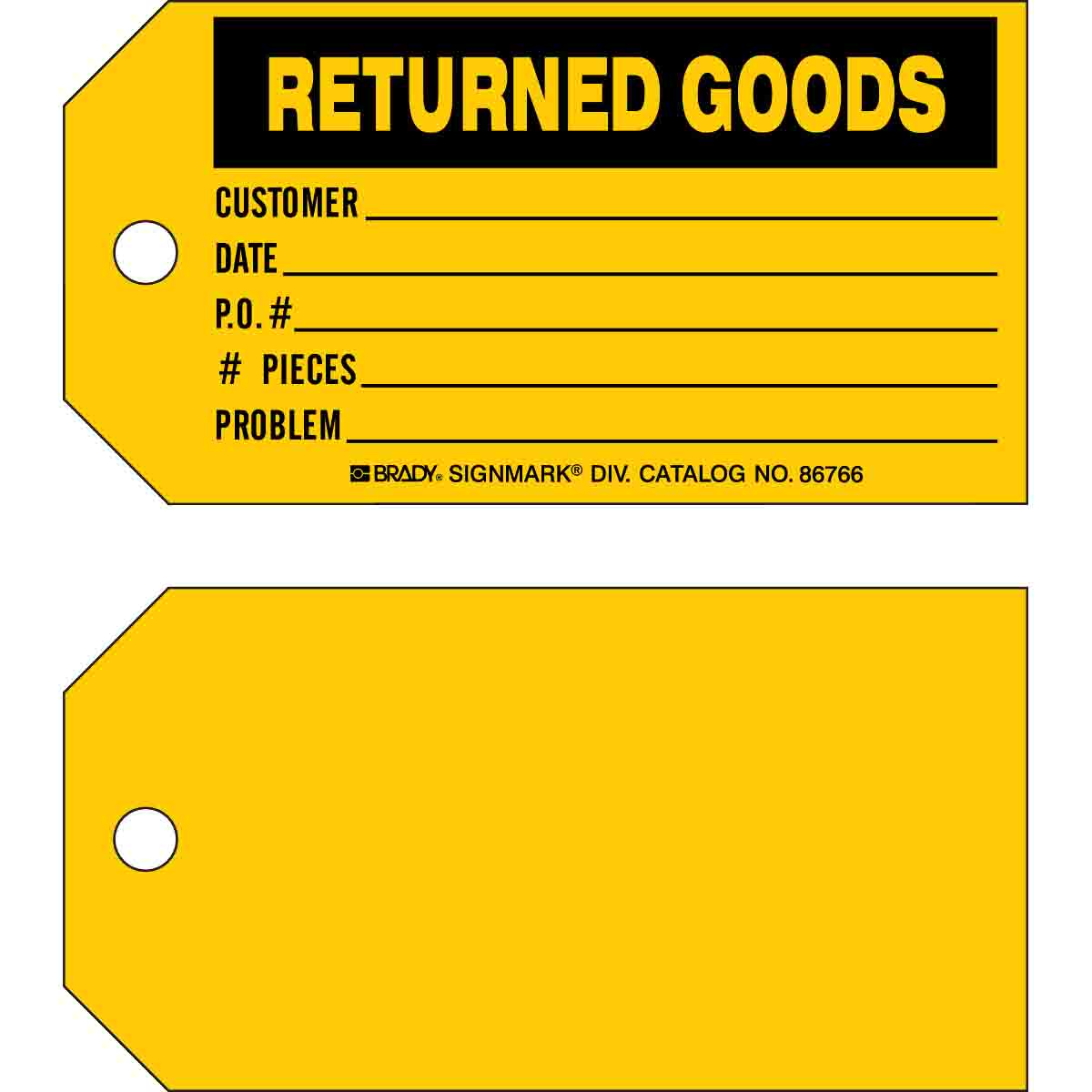 86766 TAG B853 3x5.75 BLK/YEL 1-SIDE 100/PK