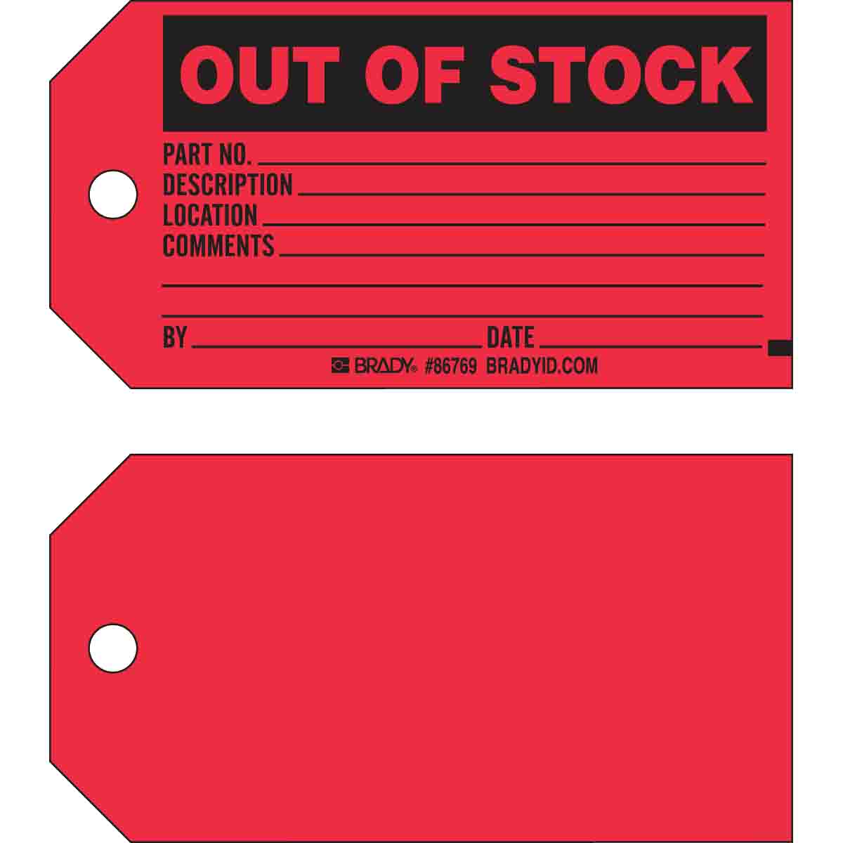 86769 TAG B853 3x5.75 BLK/RED 1-SIDE 100/PK
