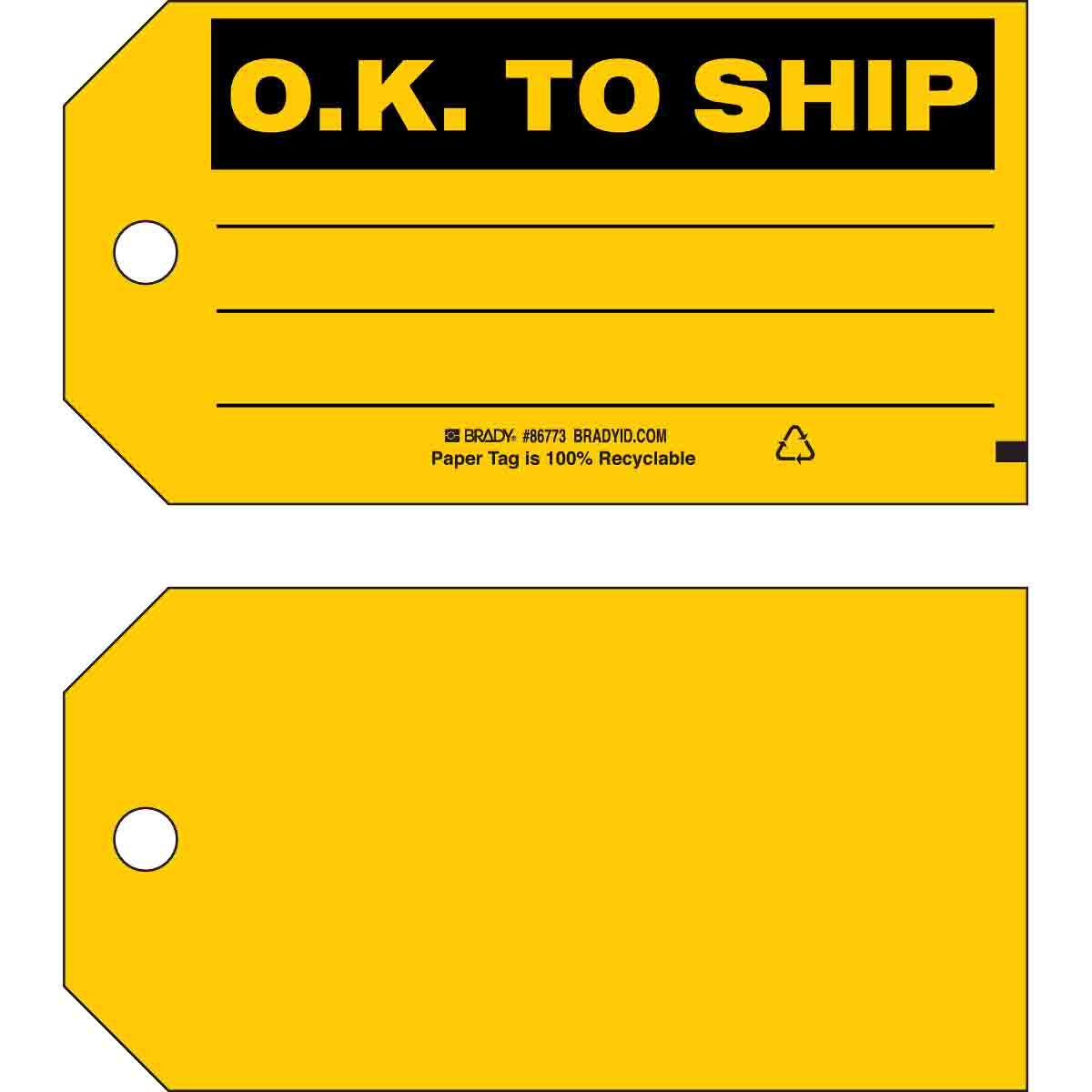 86773 TAG B853 3x5.75 BLK/YEL 1-SIDE 100/PK