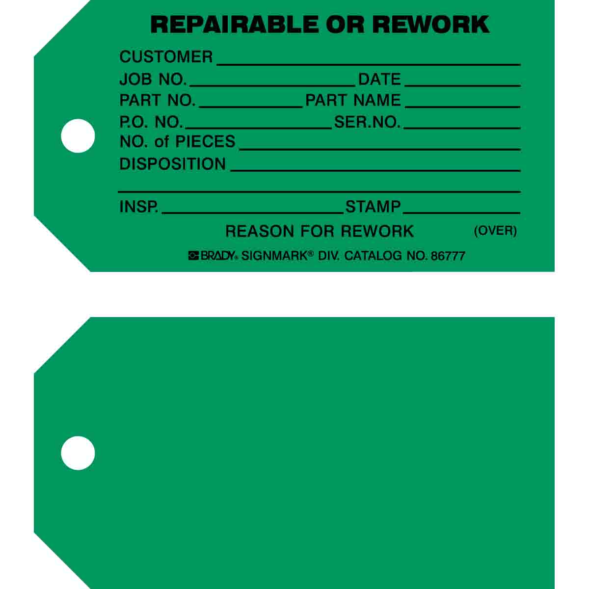 86777 TAG B853 3x5.75 BLK/GREEN 1-SIDE 100/PK