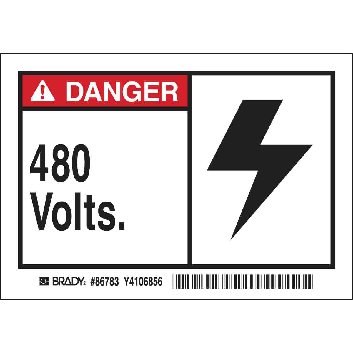 High Voltage 480 VoltsHeavy Duty Sign or Label OSHA Danger Sign