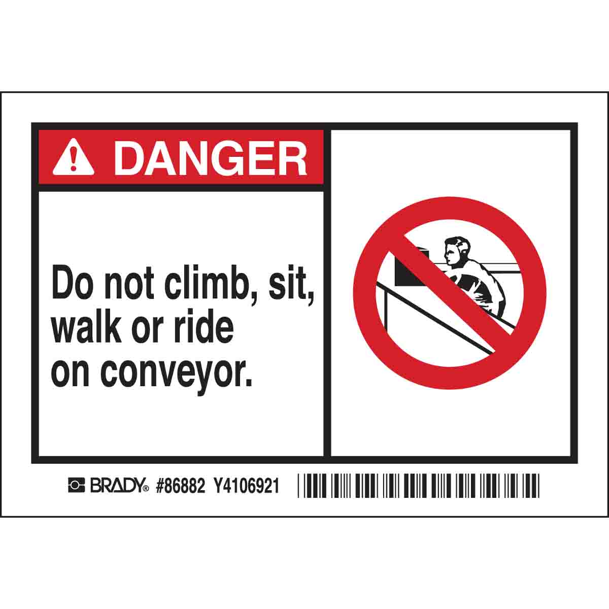 86882 B302-3.5X5-WG-O-5/PK-DAN-DO NOT CLIMB,