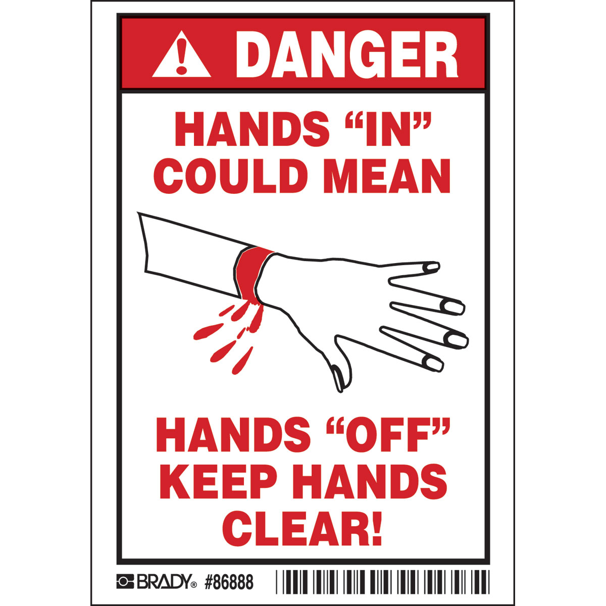 86888 B302-7X10-WG-O-5/PK-ANSI DNGR.HANDS"IN"