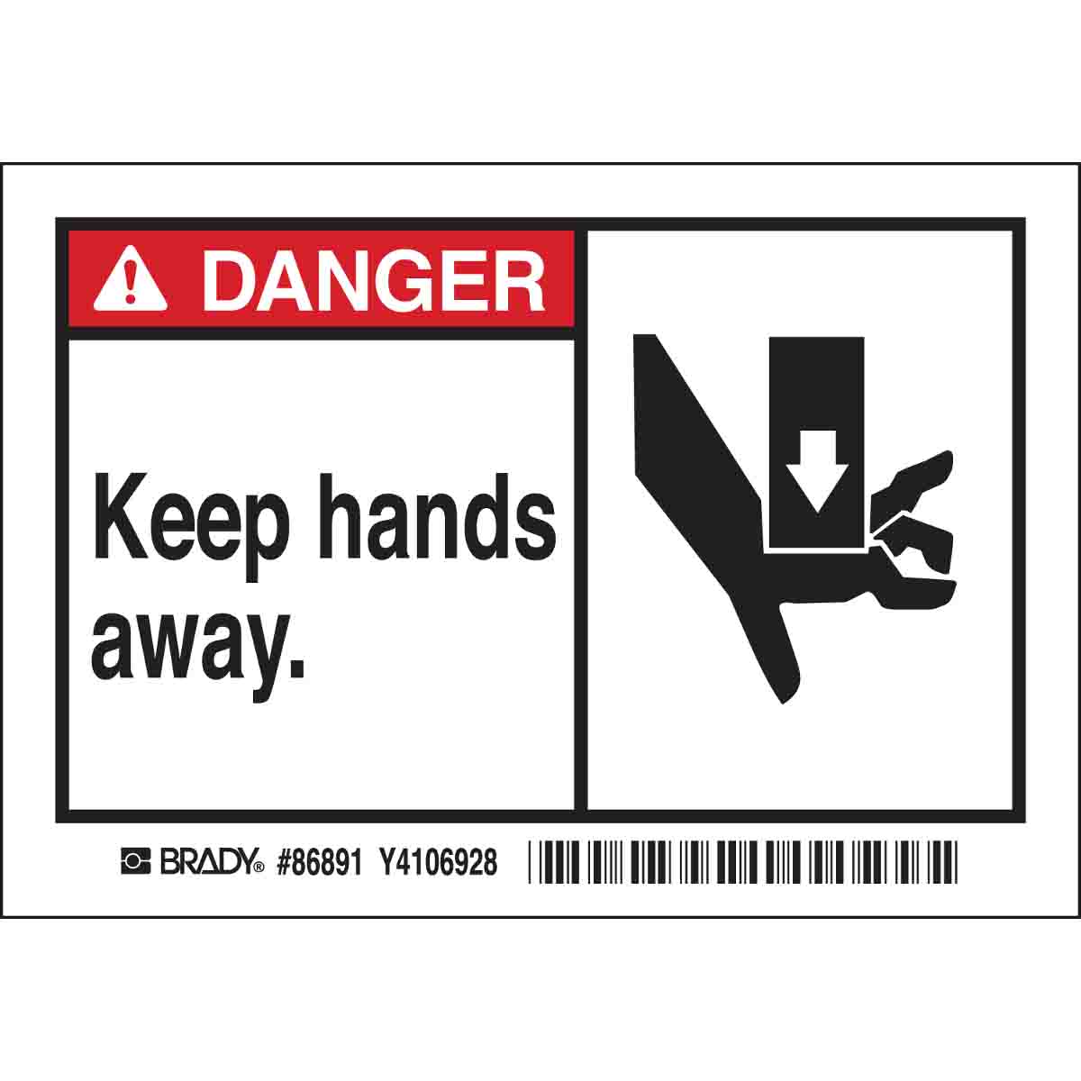 86891 B302-3.5X5-WK-AL-5/PK--KEEP HANDS AWAY.