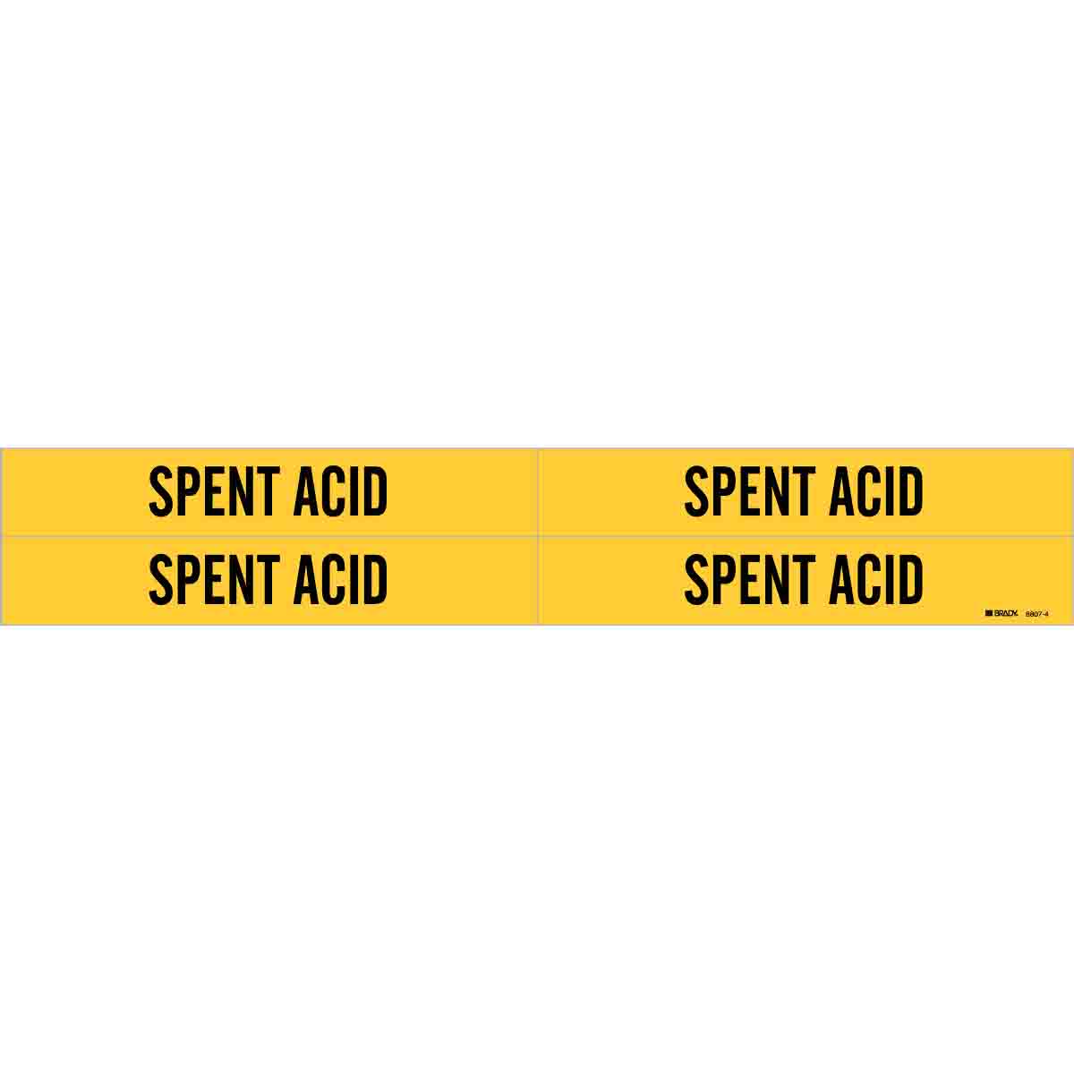 Black On Yellow Pressure Sensitive Vinyl B-946 Brady 8807-4 Self-Sticking Vinyl Pipe Marker 1 1//8 Height X 7 Width Legend Spent Acid 1 1//8 Height X 7 Width Legend Spent Acid