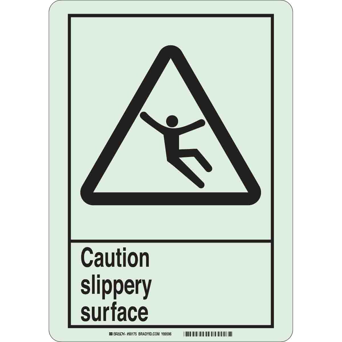 90175 B324 14X10 ANSI BLK/GLOW CAUTION SLIPERY