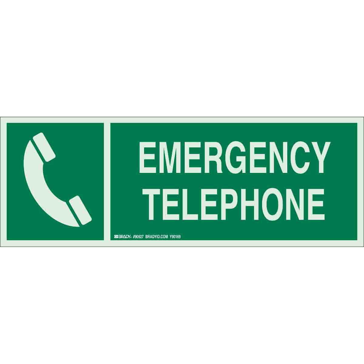 90927 B347 5X14 GLOW/GREEN EMERG. TELEPHONE