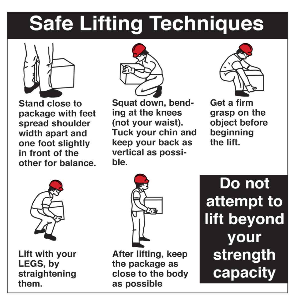 Brady Part: 92327 | Safe Lifting Techniques Labels | BradyID.com