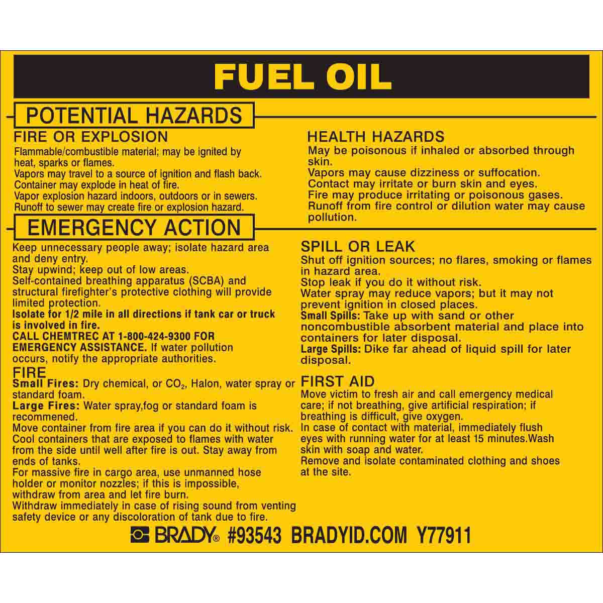 93543 FUEL OIL Labels Black on Yellow