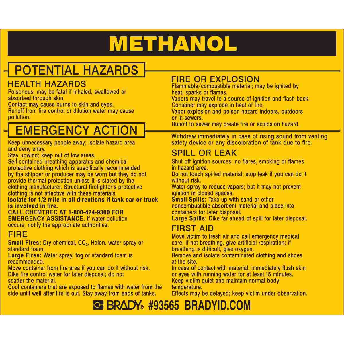 93565 METHANOL Labels 3.75x4.5 BK/YL