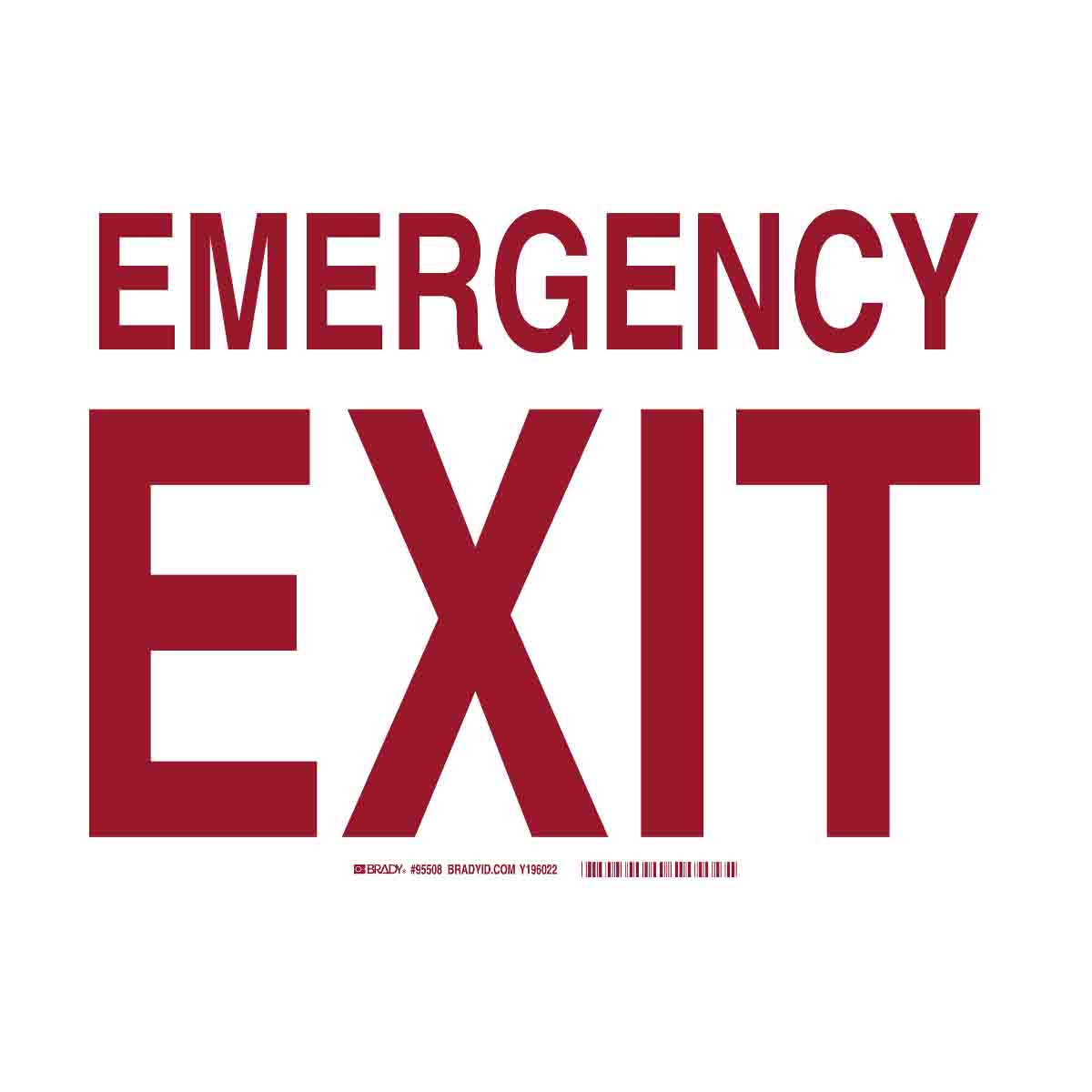95508 B555 10X14 RED/WHT EMERGENCY EXIT