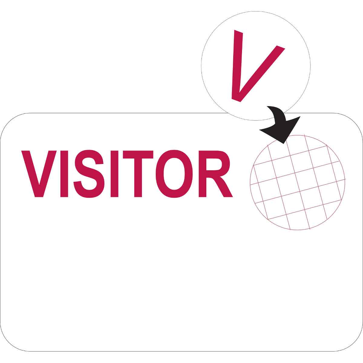 95637 3X3 CARDBADGE-VISITOR WITH V SPOT