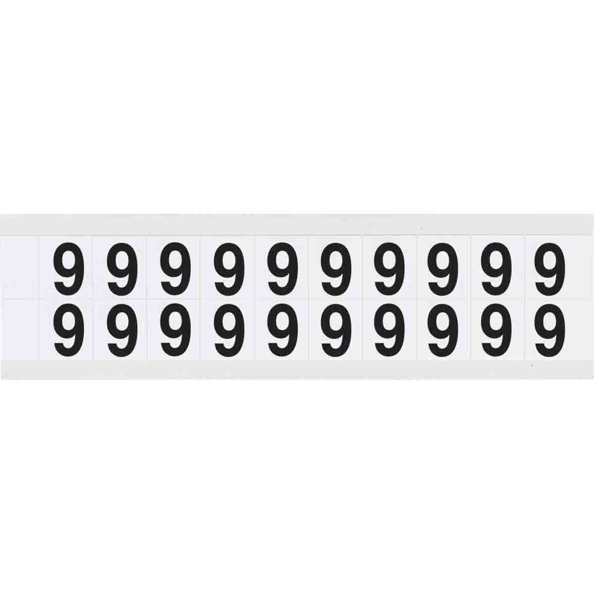 9712-9 0.625" Vinyl N&L Black on White 9 20/PK