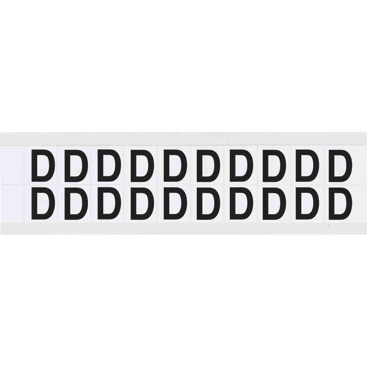 9712-D 0.625" Vinyl N&L Black on White D 20/PK