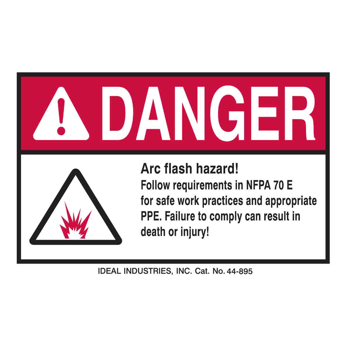 98464 B302 4X6 BLK,RED/WHT 5/PK ARC FLASH