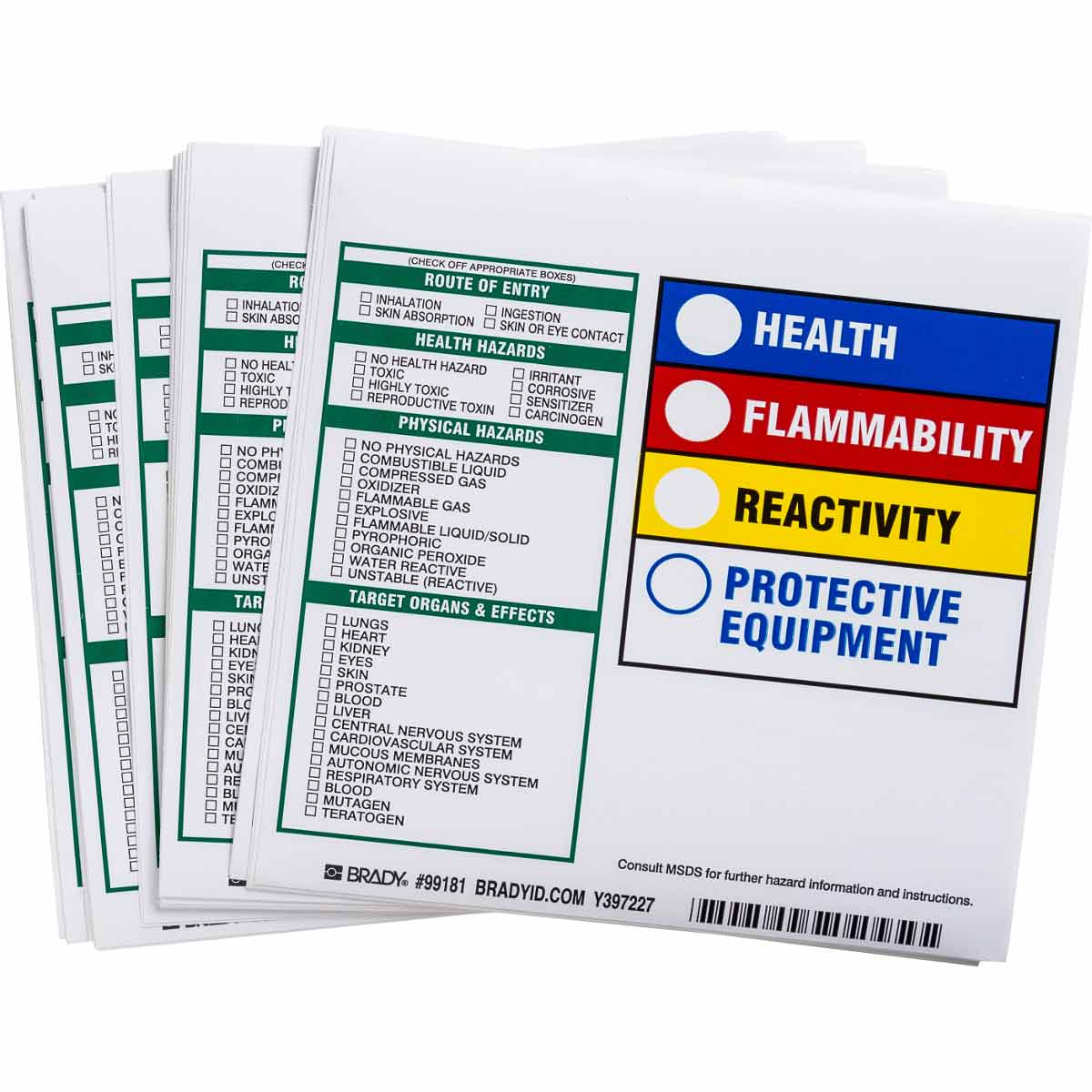 Brady Part: 99181 | HMIG Target Organ Labels (Reactivity) | BradyID.com