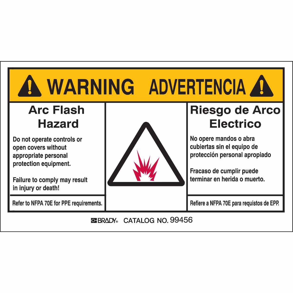 99456 B302 3.5X6 BLK/ORG/WHT 5/PK ARC FLASH LB