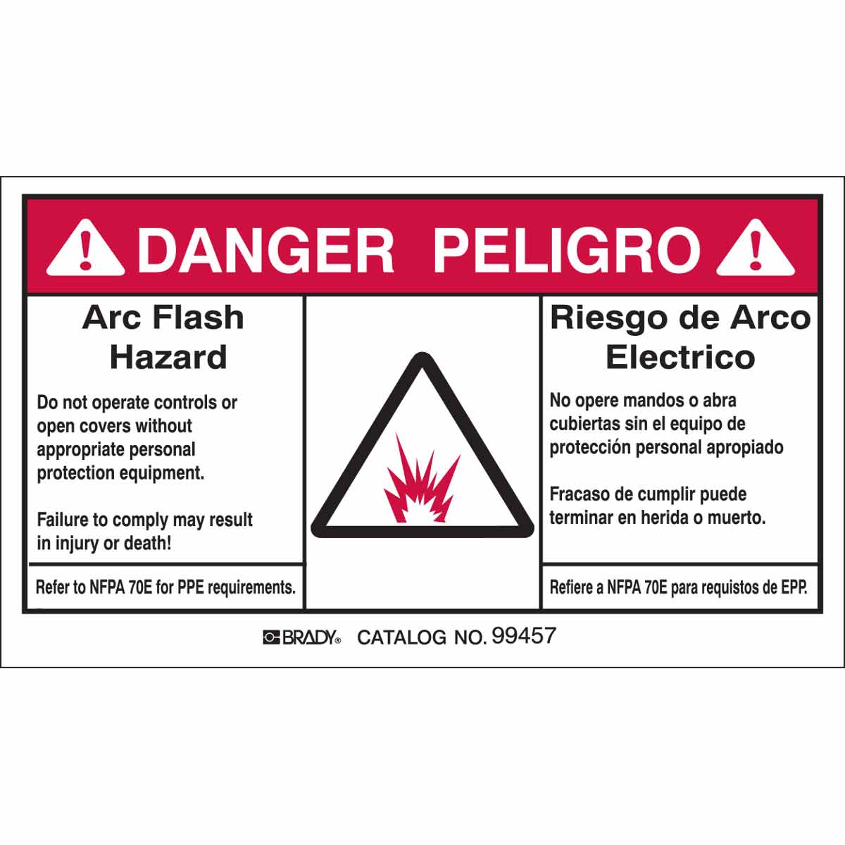 99457 B302 3.5X6 BLK/RED/WHT 5/PK ARC FLASH LB