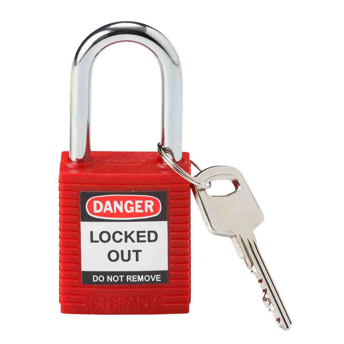 BRADY Red Safety Lock 1.5" Shackle Nylon Padlock Lockout Tagout NIB NEW 