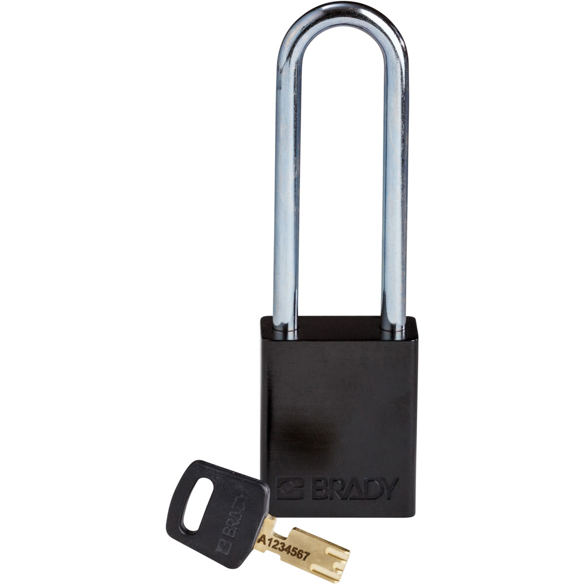 ALU-BLK-76ST-KD Alum Padlock 3" Steel Shackle KD BK